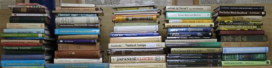 A quantity of clock and watch reference books, including Clockwork Music, Chats on Old Clocks, What Is Time, The